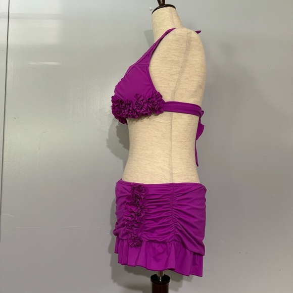 Kenneth Cole New York Fuschia Purple Ruffle Bikini Set - Picture 4 of 11